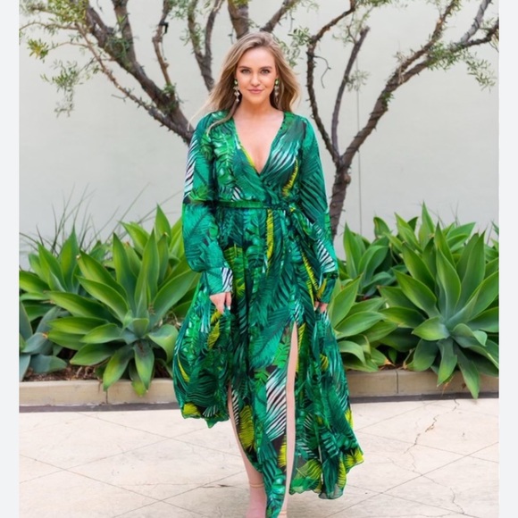 NWT Tropical Green WHY Wrapped Skirt and bodysuit Set XL - Picture 9 of 15